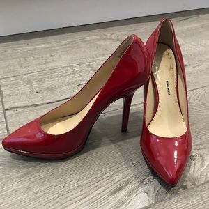 NINE WEST Patent leather Red Platform Heel